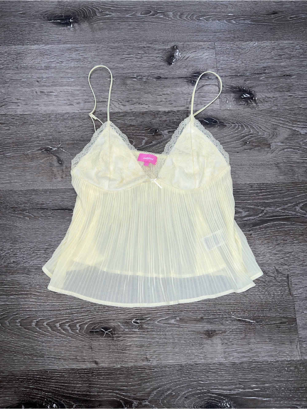 Edikted Sheer Lace Bustier Camisole in Pale Yellow